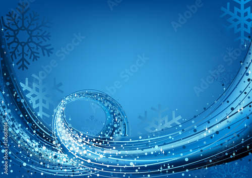 Blue Abstract Christmas Greeting Card with Particles Stream - Vector