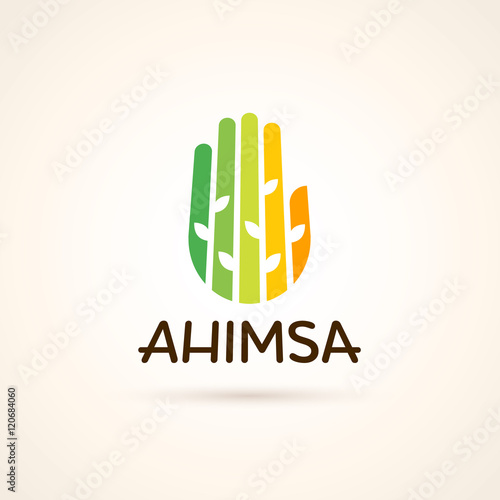 Modern yoga logotype template. Ahimsa label.