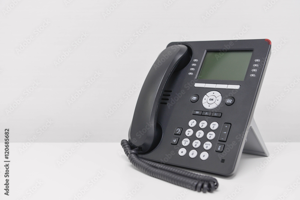 Black IP Phone on the white screen Black IP Phone on the white screen