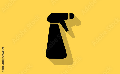Vector liquid cleaner with long shadow on flat background