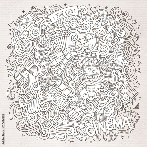 Cartoon doodles cinema frame design