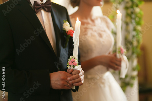 bride and groom in church