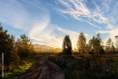 Rural road at dawn