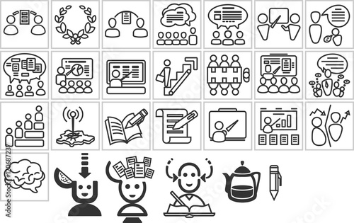 Icons, work, business and education theme. 