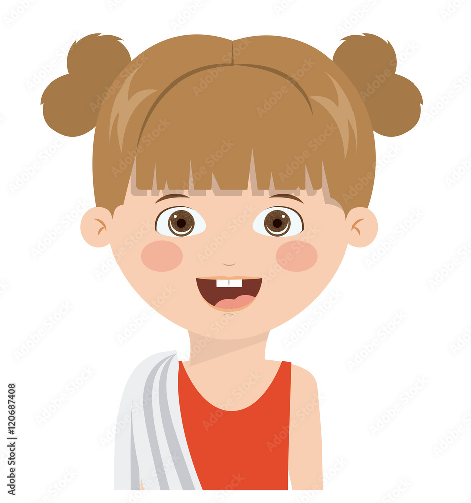 Obraz premium Happy girl cartoon icon. Childhood happinesssummer season cloth and kid theme. Isolated design. Vector illustration