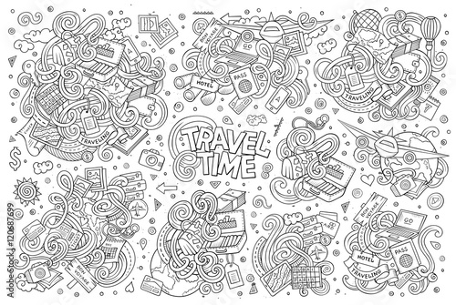 Set of travel planning objects and symbols