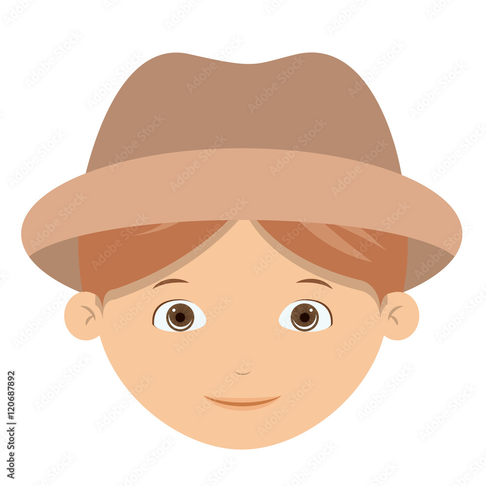 Happy boy cartoon with hat icon. Childhood happiness summer season and kid theme. Isolated design. Vector illustration Happy boy cartoon with hat icon. Childhood happiness summer season and kid theme. Isolated design. Vector illustration