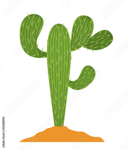 Cactus and earth icon. Plant deset and green theme. Isolated design. Vector illustration
