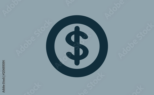 Vector dollar sign in circle on flat background