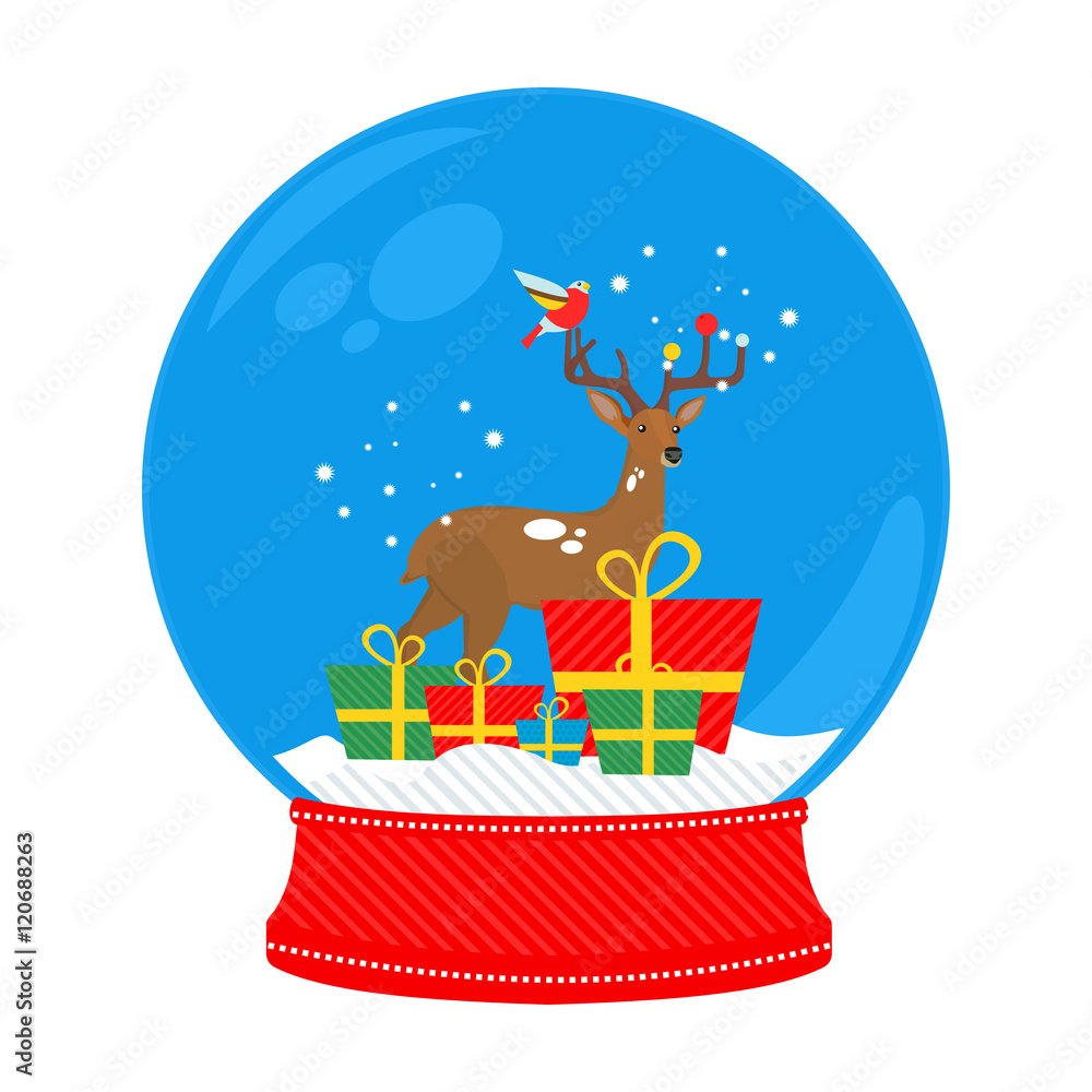 Fototapeta premium snow globe deer