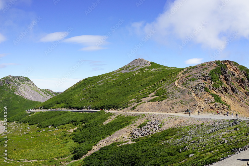 Fototapeta premium 乗鞍 風景 展望 山脈 空 残雪 絶景