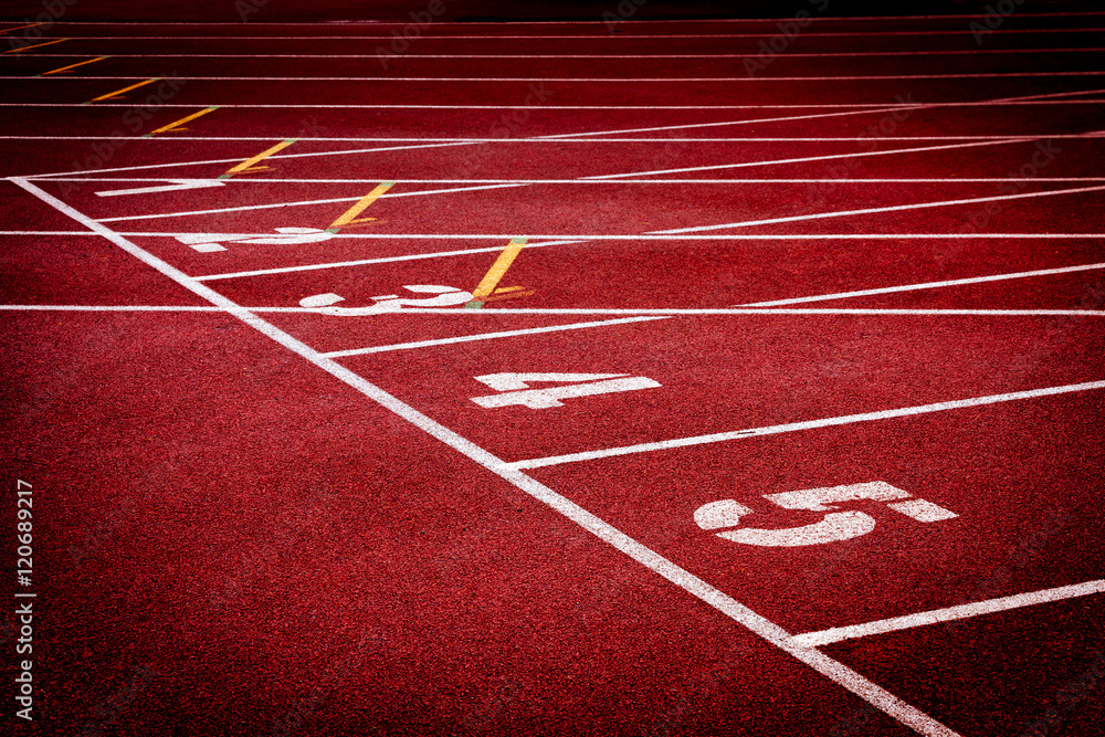 Red running tracks of Track and field stadium
