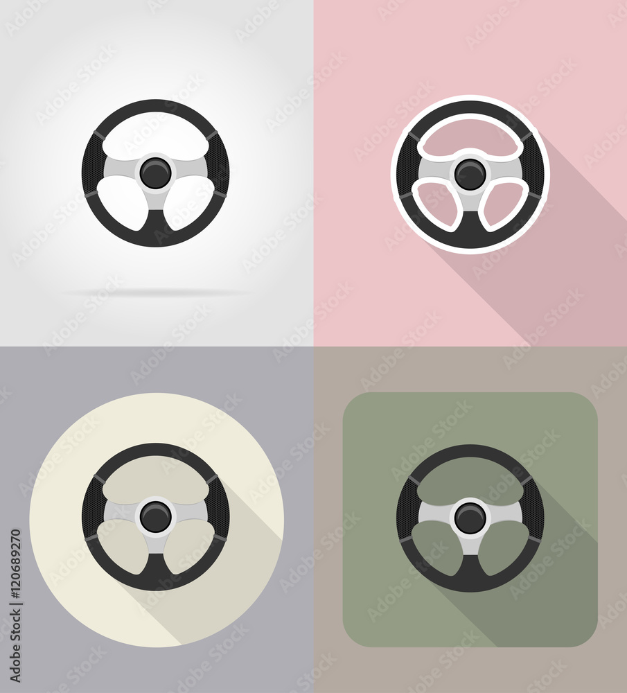 car steering wheel flat icons vector illustration car steering wheel flat icons vector illustration
