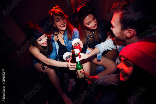 Canvas Print Young Girls Getting Drunk at Party