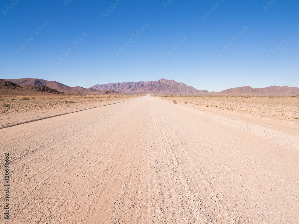 Typical gravel road in Namibia.