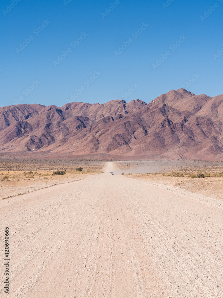 Typical gravel road in Namibia.
