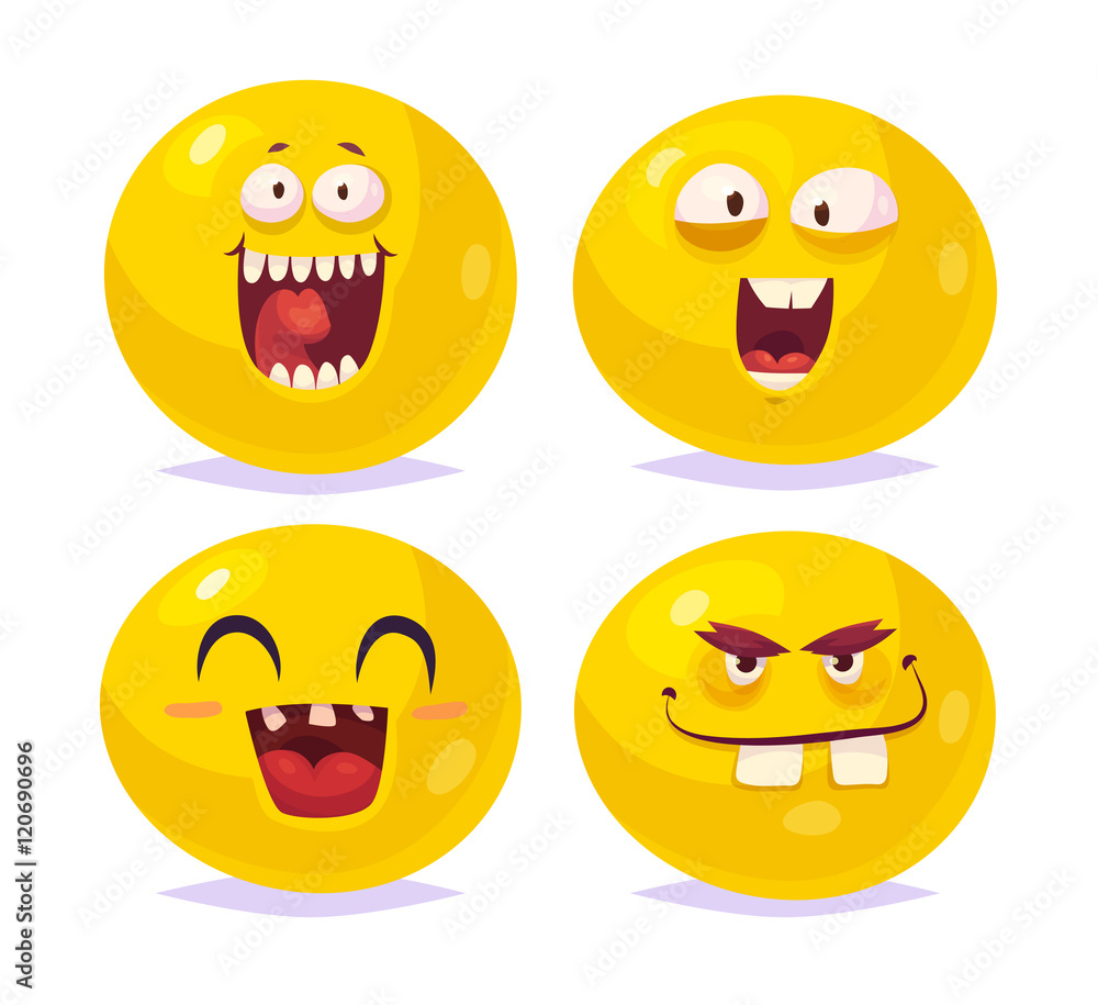 Fototapeta premium Smiles set of characters. Vector cute cartoons