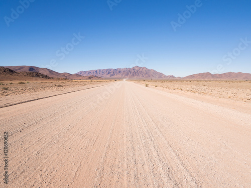 Typical gravel road in Namibia.