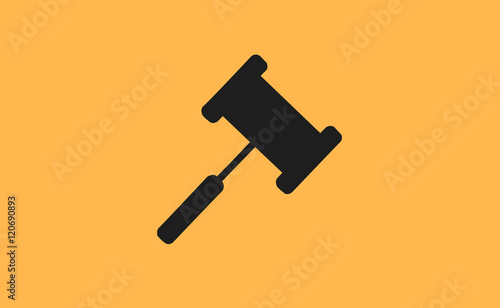 Vector black hammer icon on flat background