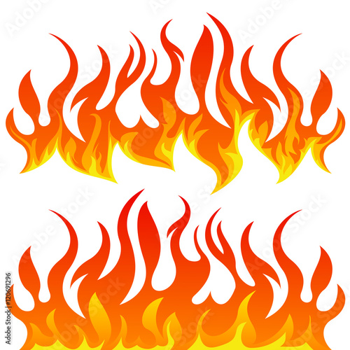 Fire flames vector set