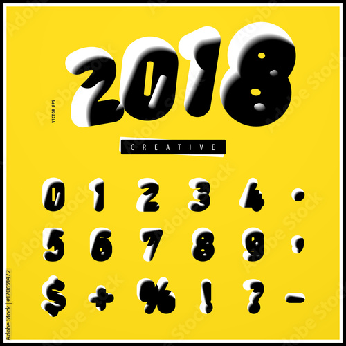 Solid yellow background with black and white numbers. Shift and offset font style. Sample of vector illustration, design template elements. Best used of poster, web design and advertisements.