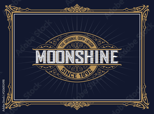 Vintage label design for Whiskey and Wine label, Restaurant bann