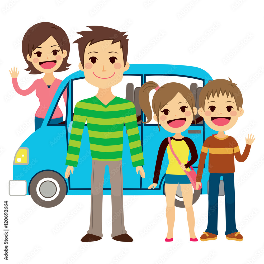 Illustration of cute family going together on vacation trip Illustration of cute family going together on vacation trip