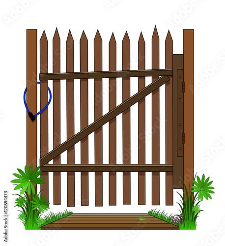 Old wooden garden wicket - design element