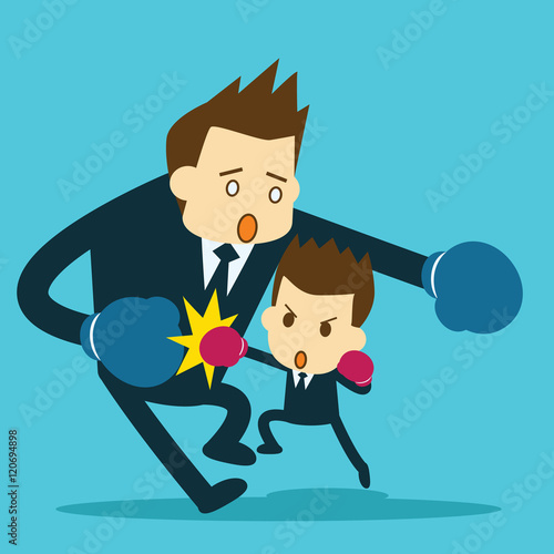 small businessman fight to win big businessmen