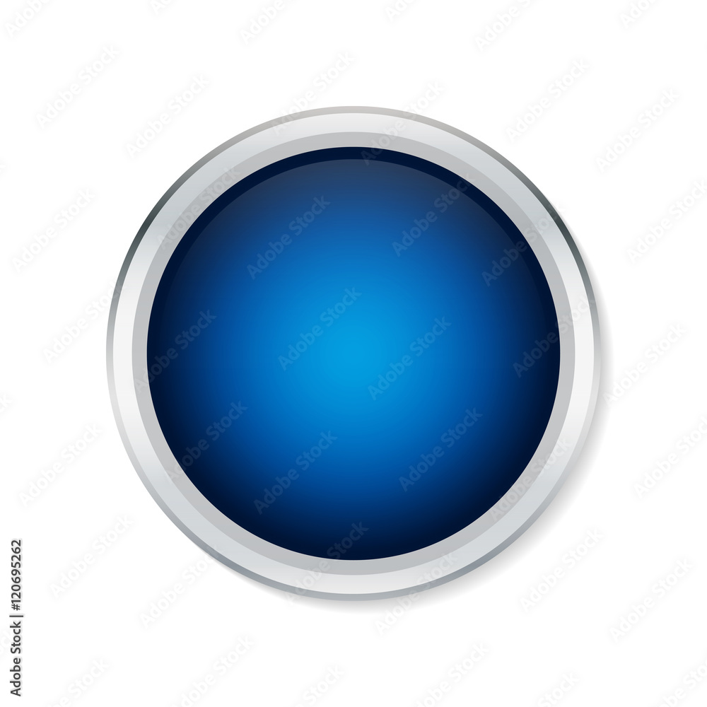 Blue round button with metallic border - Vector Blue round button with metallic border - Vector