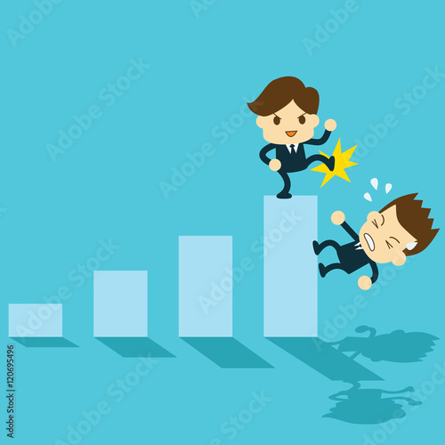 businessman betrayed falling bar graph