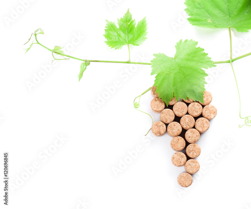 Wine corks grape shape and vine