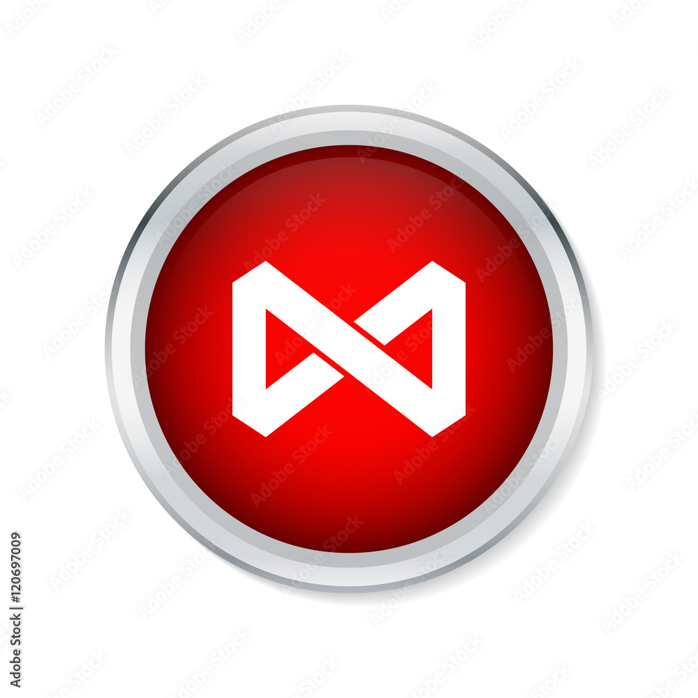 Infinity symbol icon on red round button - Vector Infinity symbol icon on red round button - Vector