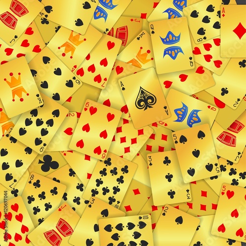 Golden poker card scattered background