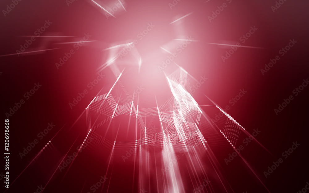 3D Abstract Red Background with Fast Zoom Speed Space Low Poly ...