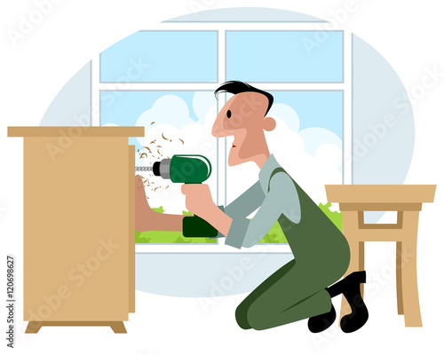 Furniture collector with screwdriver