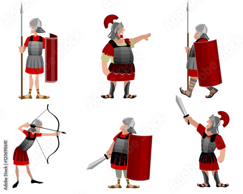 Six roman warriors