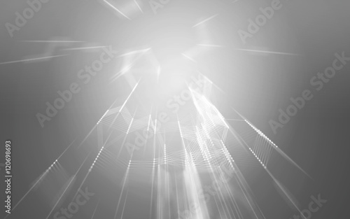 3D Abstract Grey Background with Fast Zoom Speed Space Low Poly Connecting Dots and Lines - Connection Structure - Futuristic HUD Background