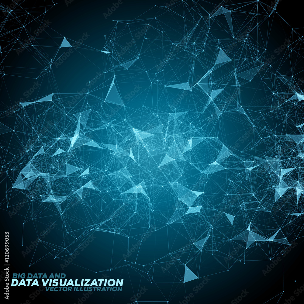 Abstract 3D Data Visualization Background with Connecting Dots and Lines | EPS10 Vector Illustration
