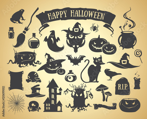 Set of Halloween elements