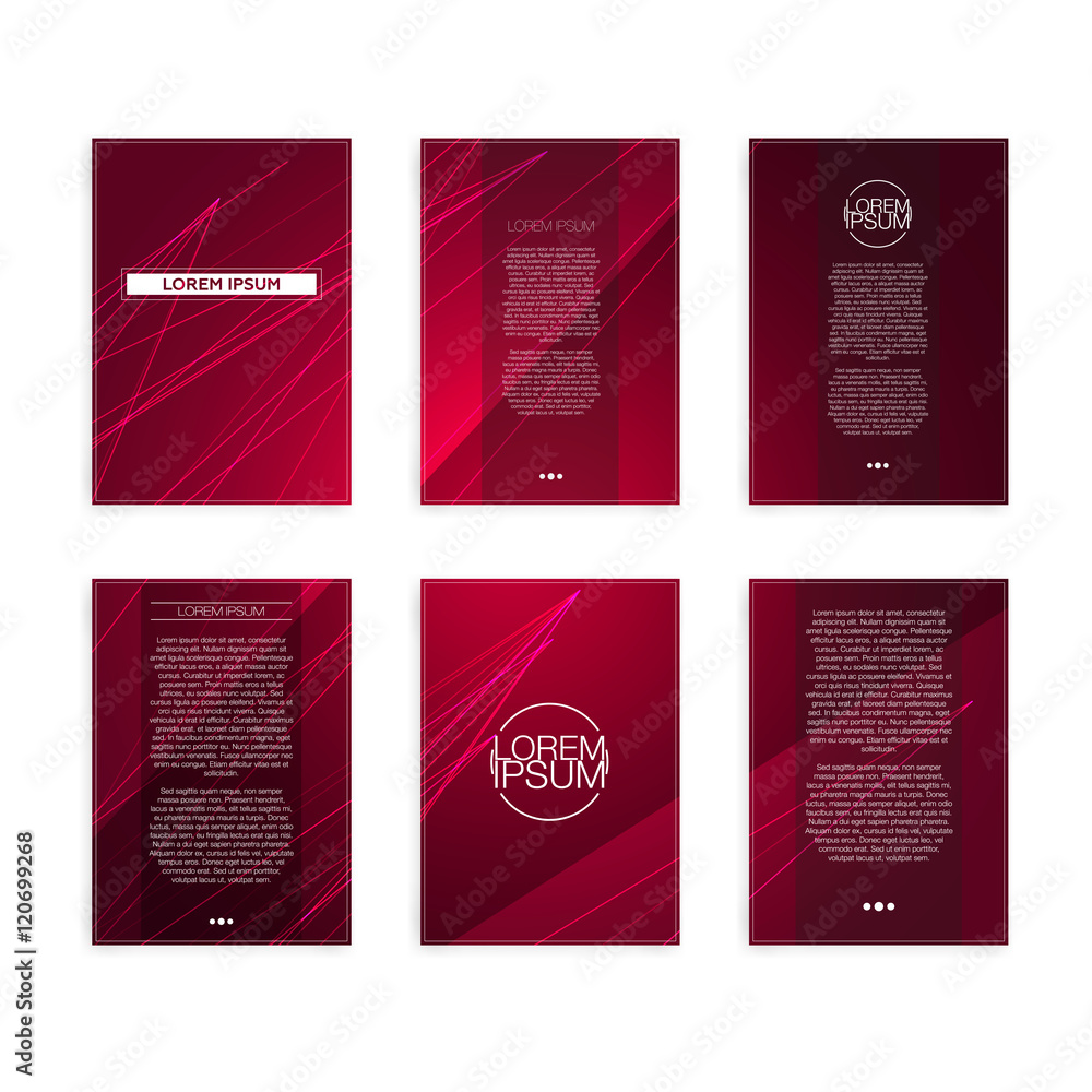 Set of Red Abstract Geometric Line Modern Flyers - EPS10 Brochure Design Templates