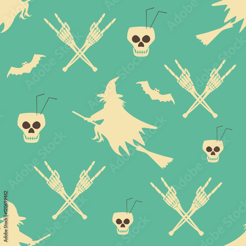 Walpurgis Night hell party seamless pattern