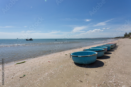 nautical fishing coracles, tribal boats at fishing village