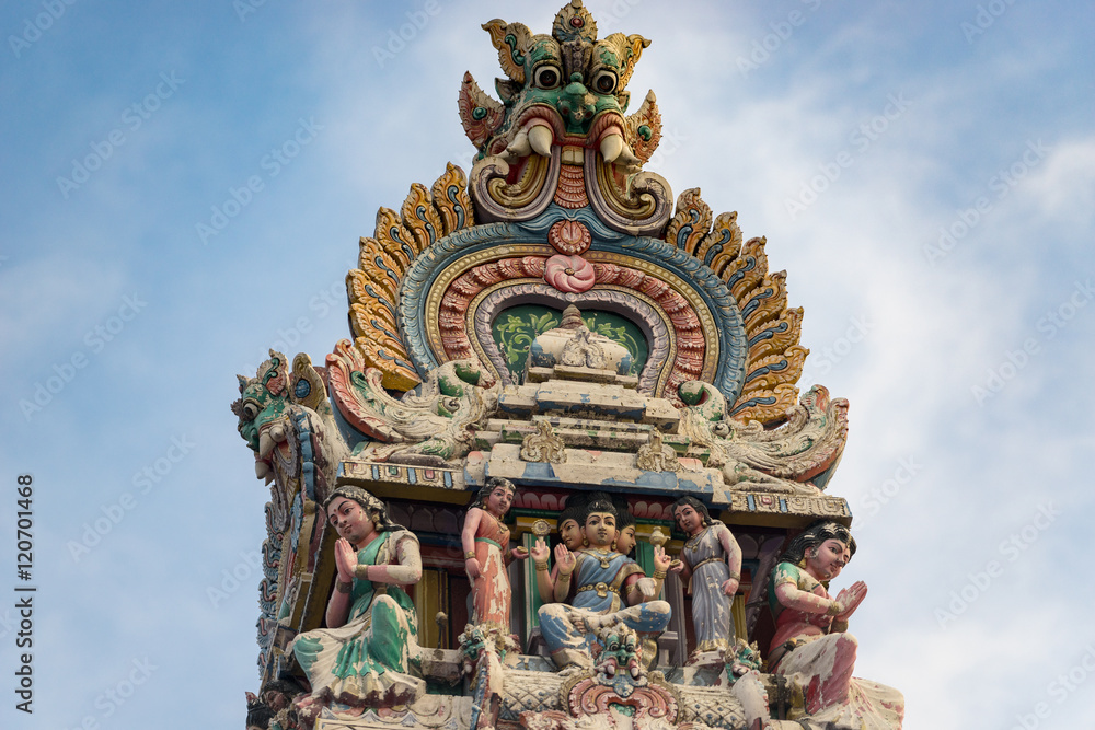 Hinduism statue of Sri Mariamman temple in Singapore