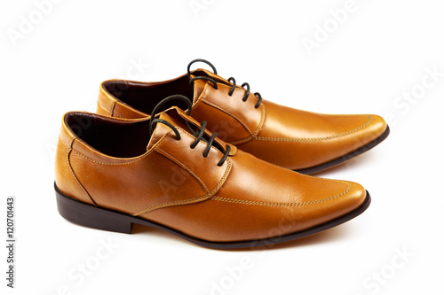 Brown Mens Fashion Leather shoes on white background