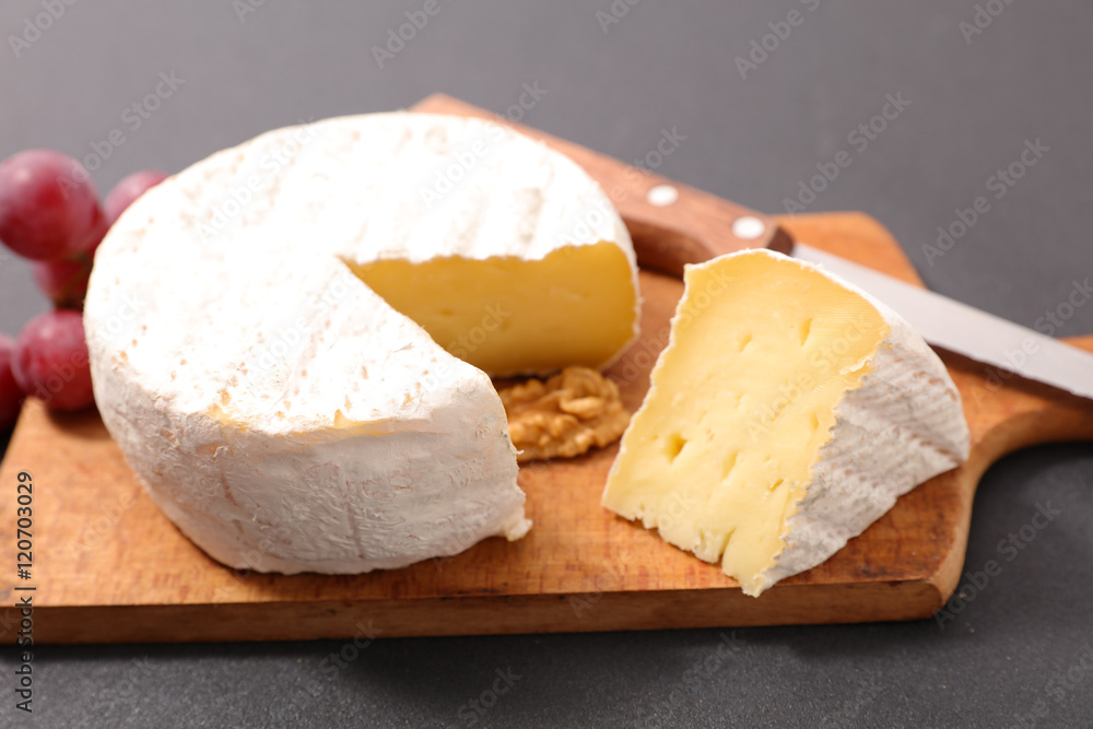cheese on wooden board