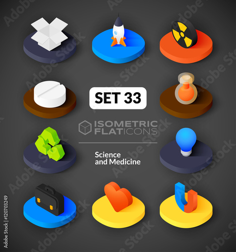 Isometric flat icons set 33
