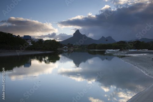 Mauritius, Western Mauritius, Tamarin, Montagne du Rempart mountain (el. 777 meters) , dawn photo