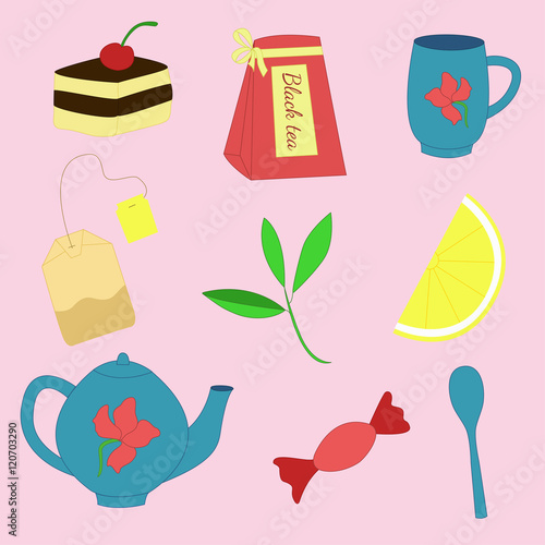 Color vector collection with tea elements