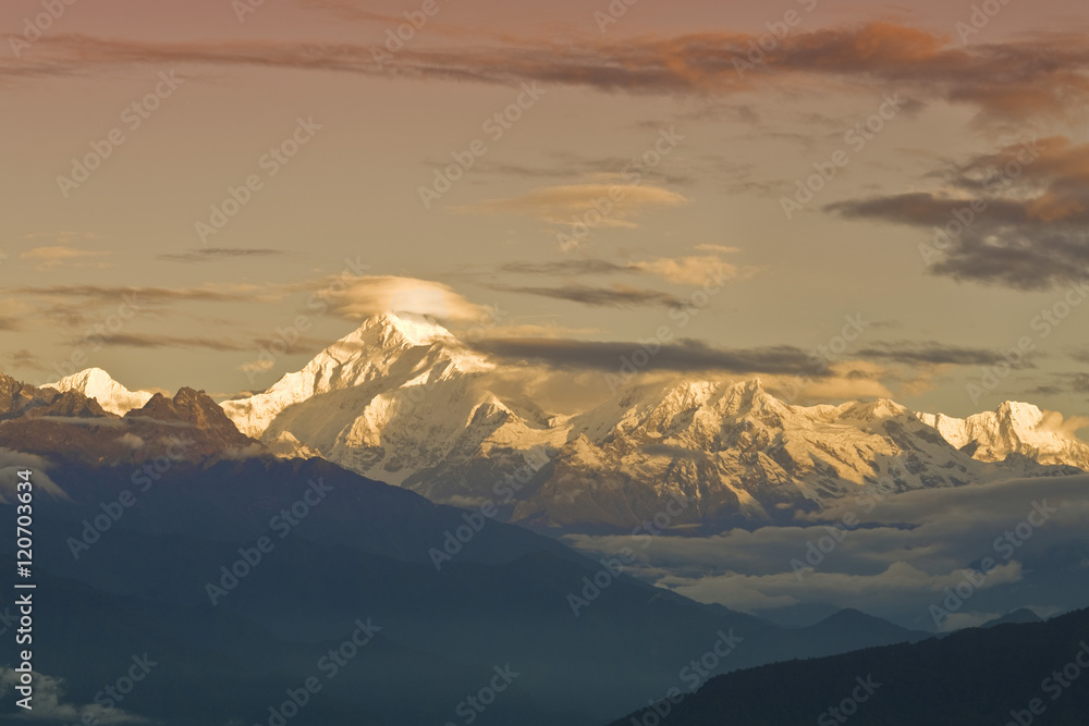 India, Sikkim, Gangtok, Hanuman Tok viewpoint, View of Kanchenjunga, Kangchendzonga range India, Sikkim, Gangtok, Hanuman Tok viewpoint, View of Kanchenjunga, Kangchendzonga range